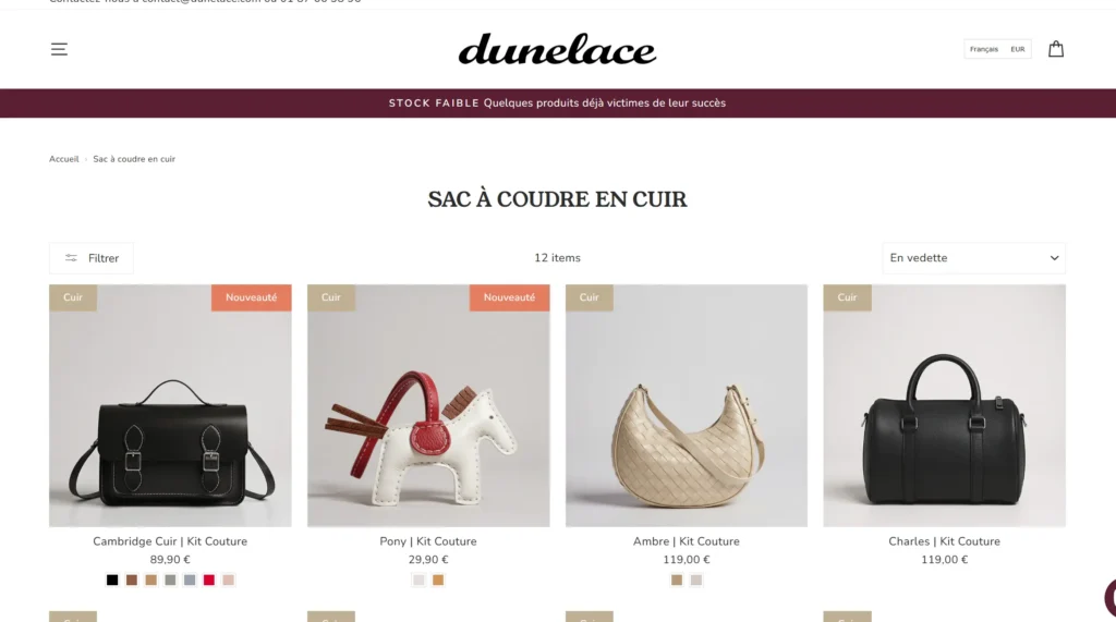 dunelace sac en cuir