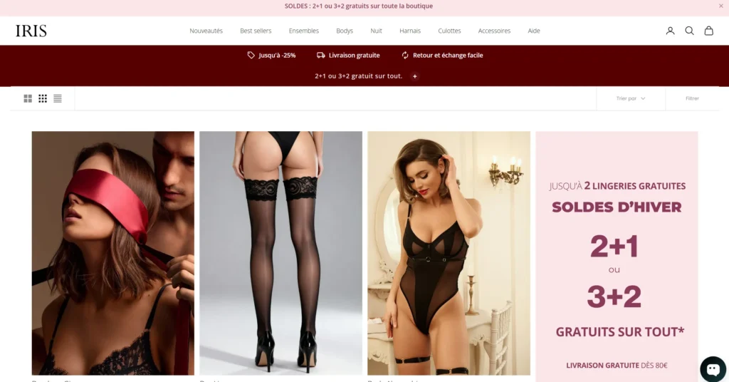 iris lingerie page produit