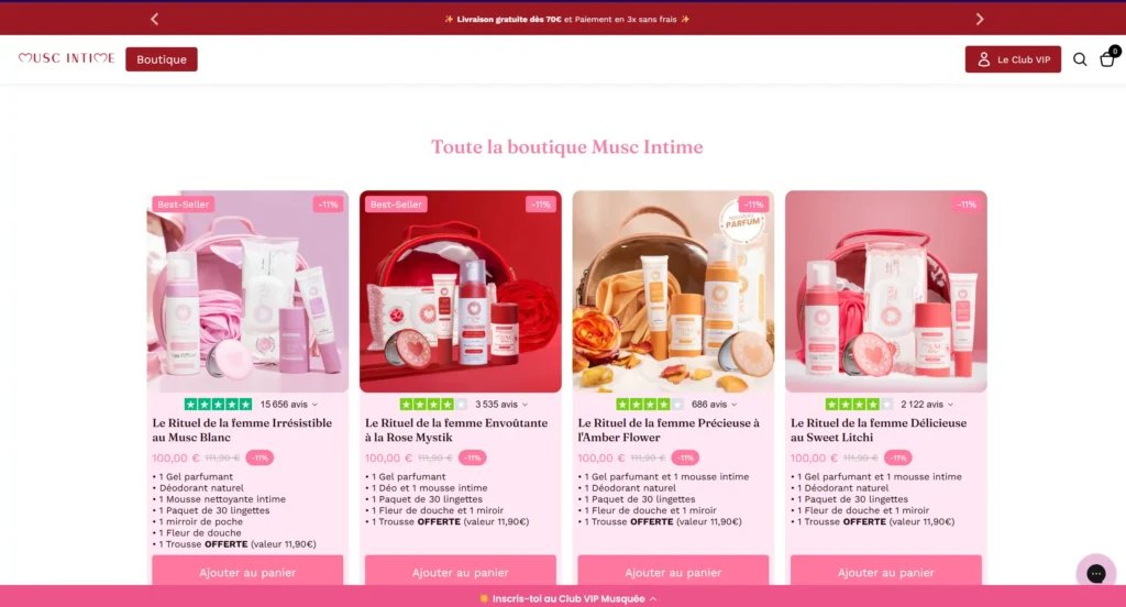 musc intime catalogue produit