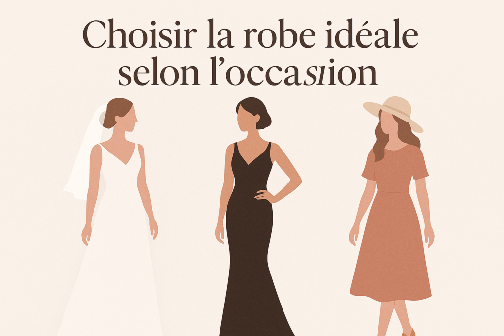 Illustration mode Choisir la robe idéale selon l’occasion mariage soirée casual