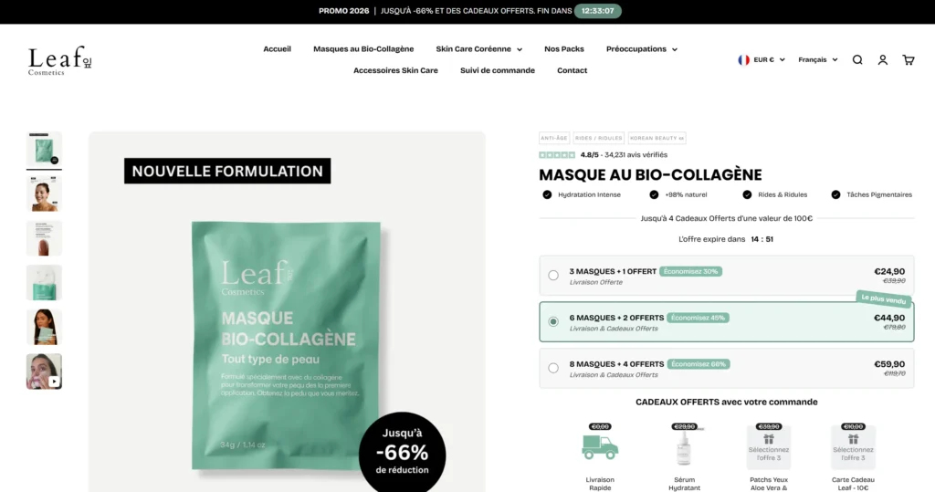 leaf page produit