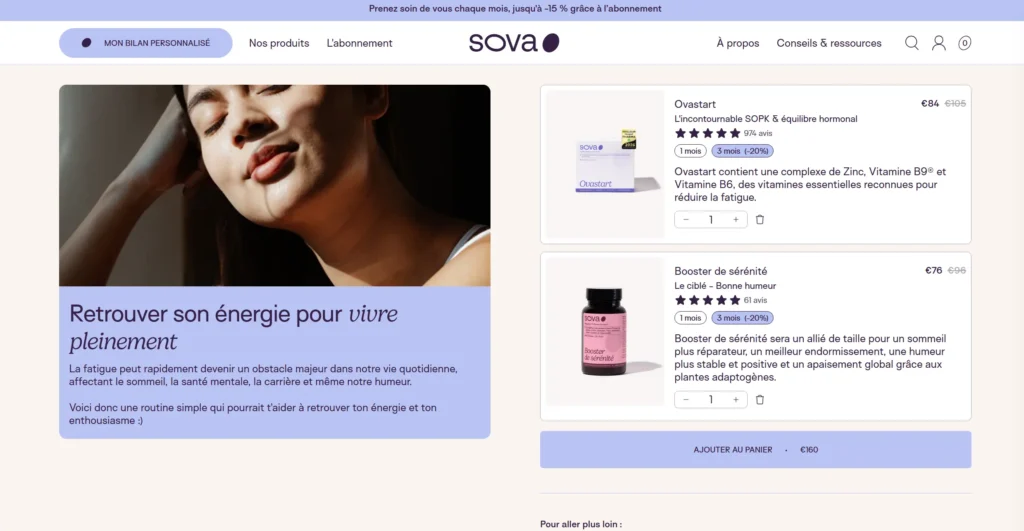 sova page produit